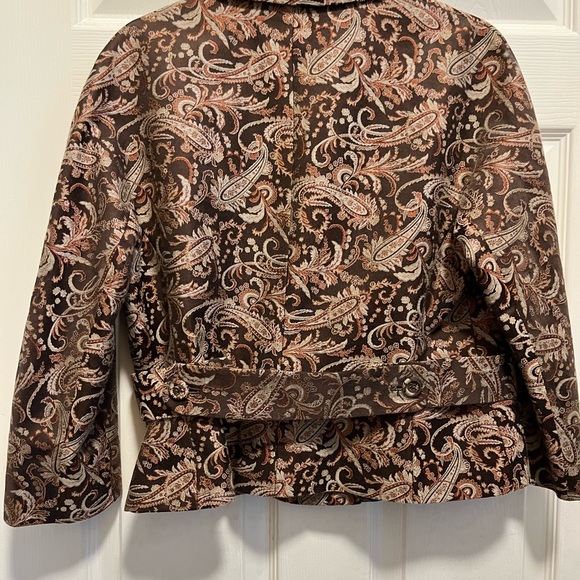 NWOT. NINE WEST Silk Blend Brocarde Paisley Brown Blazer, size M - Picture 2 of 8